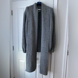PHILLIP LIM chunky grey knit wool sweater with removable scarf size S